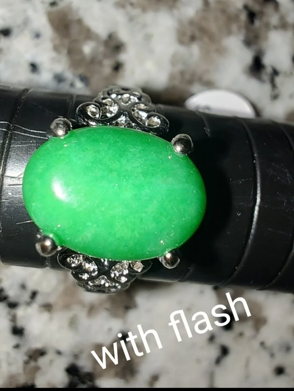 Nephrite Jade Set In Stainless Steel Size 11 - Picture 4 of 9